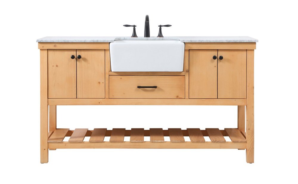 60 Inch Single Bathroom Vanity in Natural Wood