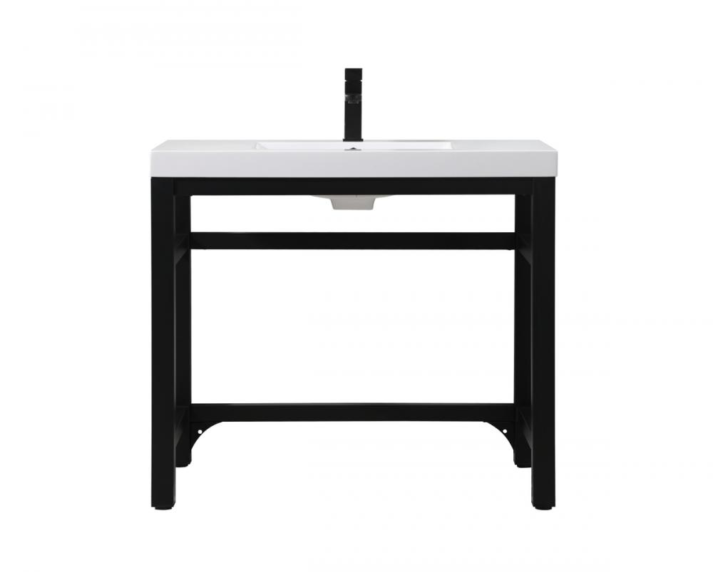 36 Inch Ada Compliant Single Bathroom Metal Vanity in Black