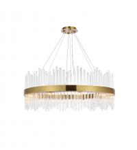 Elegant 3000D36SG - Dallas 36 Inch Round Crystal Pendant in Satin Gold