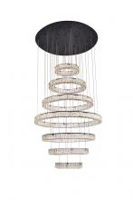 Elegant 3503G7LBK - Monroe 40 Inch LED Seven Ring Chandelier in Black