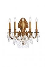 Elegant 9605W21FG/RC - Monarch 5 Light French Gold Wall Sconce Clear Royal Cut Crystal