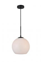 Elegant LD2213BK - Baxter 1 Light Black Pendant With Frosted White Glass