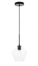 Elegant LD2256BK - Gene 1 Light Black and Clear Glass Pendant