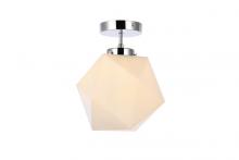 Elegant LD2347C - Lawrence 1 Light Chrome and White Glass Flush Mount