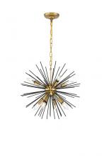 Elegant LD5035D20BK - Timber 8 Light Brass and Black Pendant