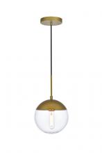 Elegant LD6031BR - Eclipse 1 Light Brass Pendant With Clear Glass