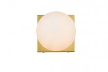 Elegant LD7303W6BRA - Jaylin 1 Light Brass and Frosted White Bath Sconce