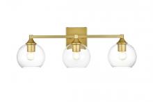 Elegant LD7308W25BRA - Foster 3 Light Brass and Clear Bath Sconce