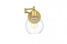 Elegant LD7327W6BRA - Davian 1 Light Brass and Clear Swing Arm Wall Sconce