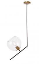 Elegant LD8032D10BK - Ryland 1 Light Black and Brass and Clear Glass Pendant