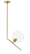 Elegant LD8034D10BR - Ryland 1 Light Brassand Clear Glass Pendant