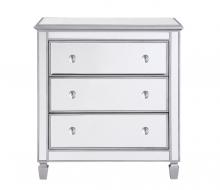 Elegant MF6-1019S - 3 Drawer Bedside Cabinet 33 in.x 18 in.x 32 in. in silver paint