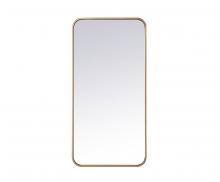 Elegant MR801836BR - Soft Corner Metal Rectangular Mirror 18x36 Inch in Brass