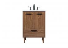 Elegant VF47024WB - 24 Inch Single Bathroom Vanity in Walnut Brown