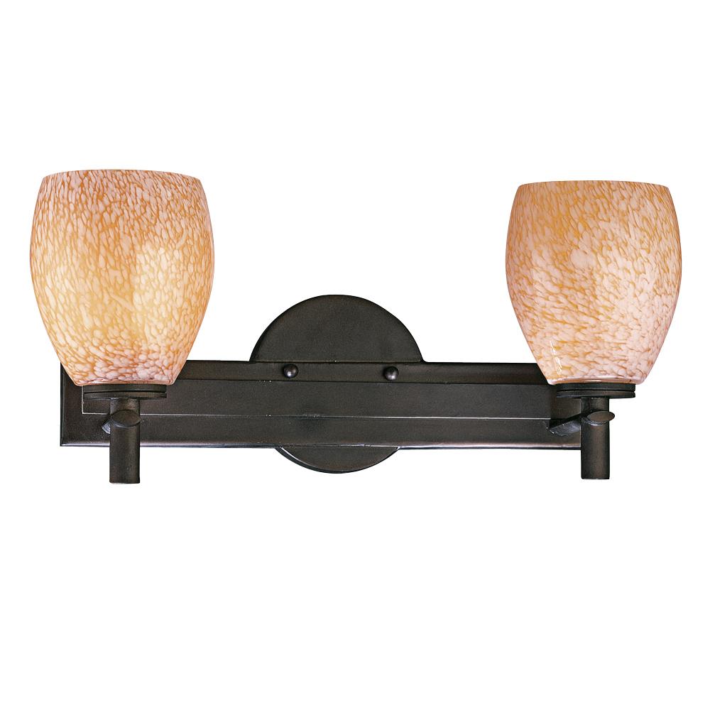 Two Light Bronze Carmel Art Glass Vanity