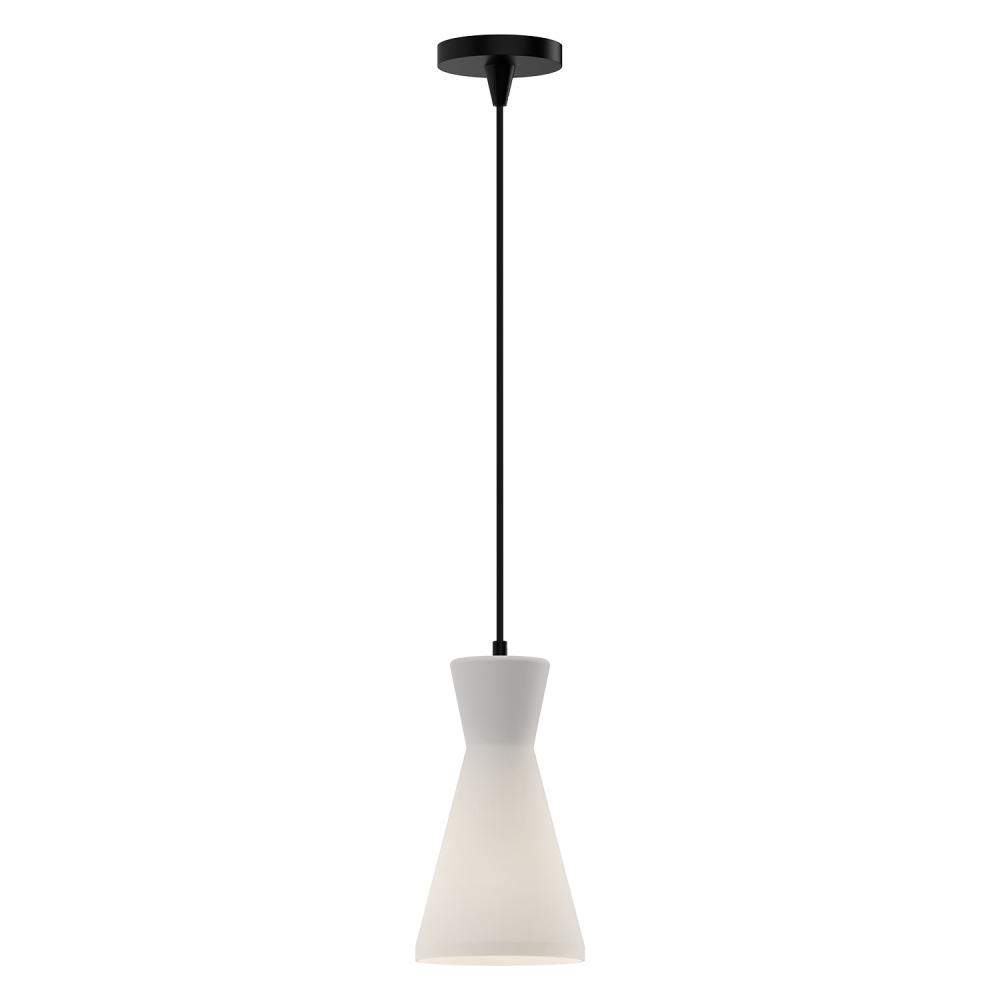 Betty 6-in Matte Black/Opal Glass 1 Light Pendant