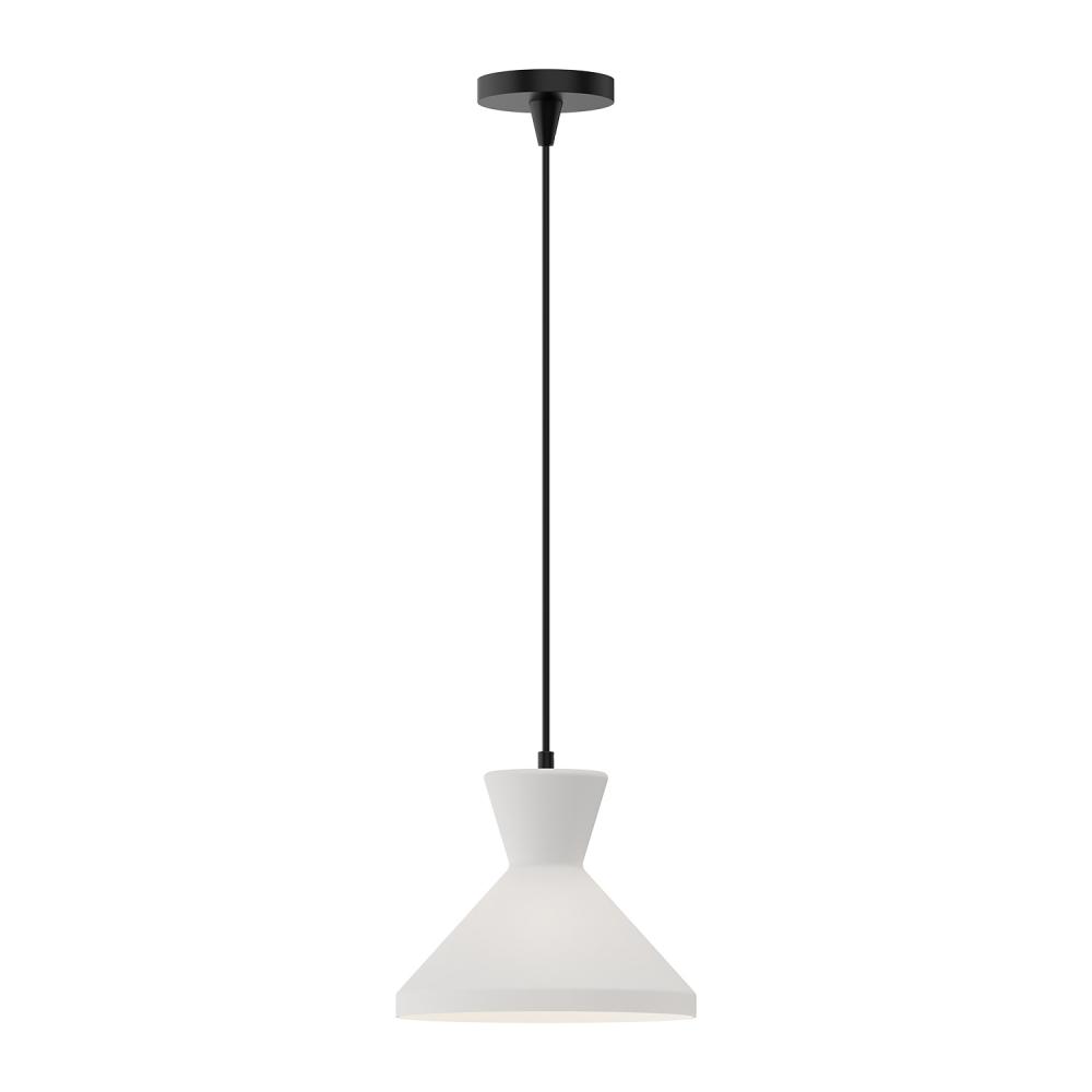 Betty 10-in Matte Black/Opal Glass 1 Light Pendant