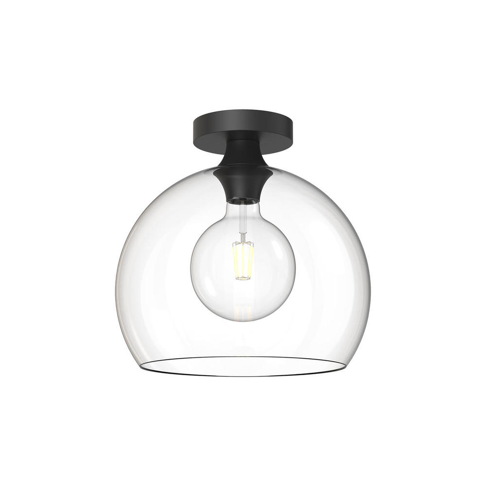 Castilla 12-in Clear Glass/Matte Black 1 Light Flush Mount