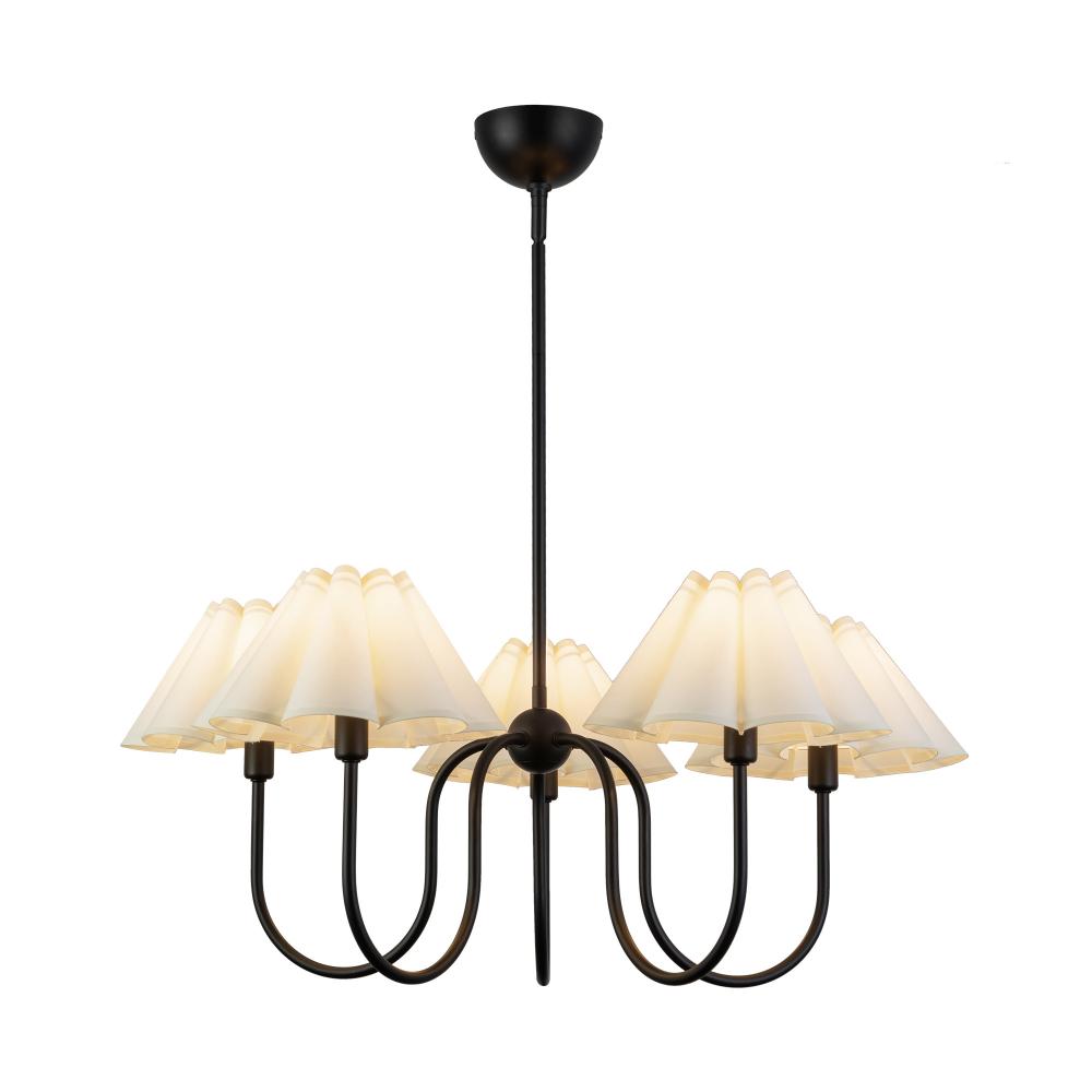 Rosemary 31-in Matte Black/Folded White Socket Chandelier