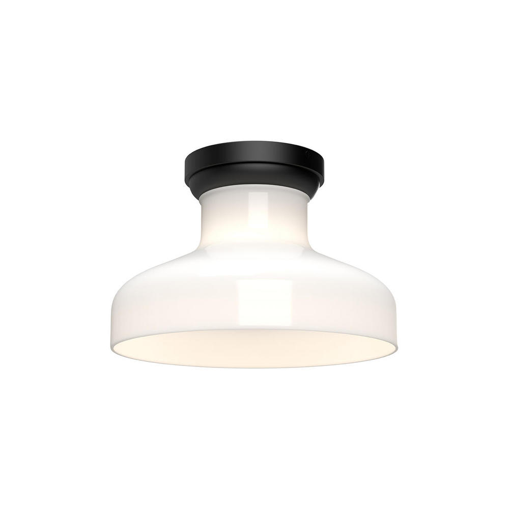 Westlake 11-in Glossy Opal Glass/Matte Black 1 Light Flush Mount