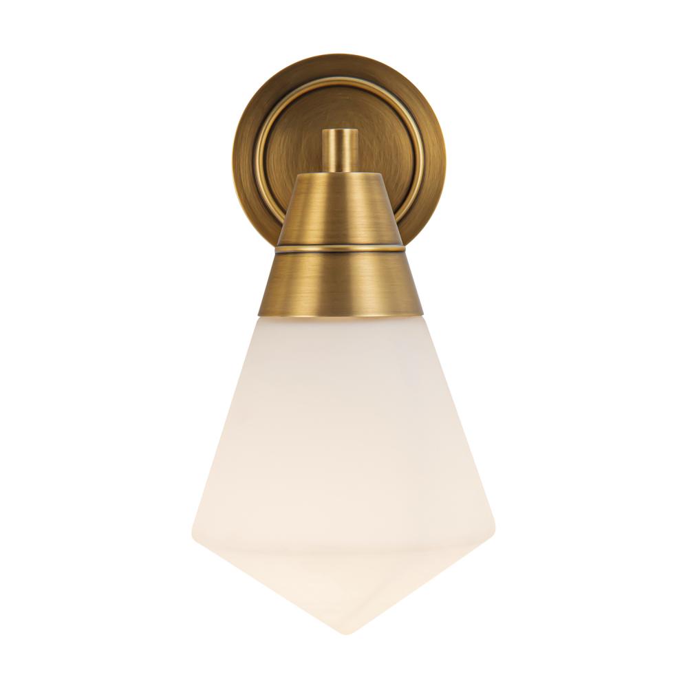 Willard 6-in Vintage Brass/Opal Matte Glass 1 Light Wall/Vanity