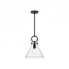 Alora Lighting PD412511MBCL - Emerson 11-in Matte Black/Clear Glass 1 Light Pendant