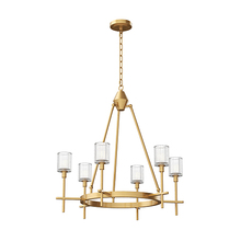  CH314306VBRC - SALITA 6 LIGHT CHANDELIER VINTAGE BRASS RIBBED CRYSTAL