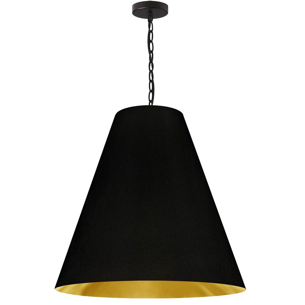 1 Light Large Anaya Matte Black Pendant with Black/Gold Shade