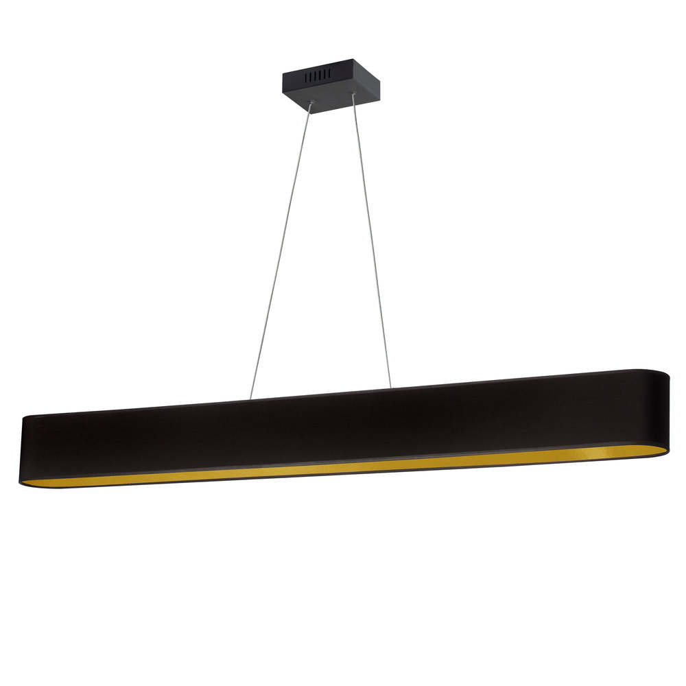 30W Horizontal Matte Black Pendant with Black/Gold Shade