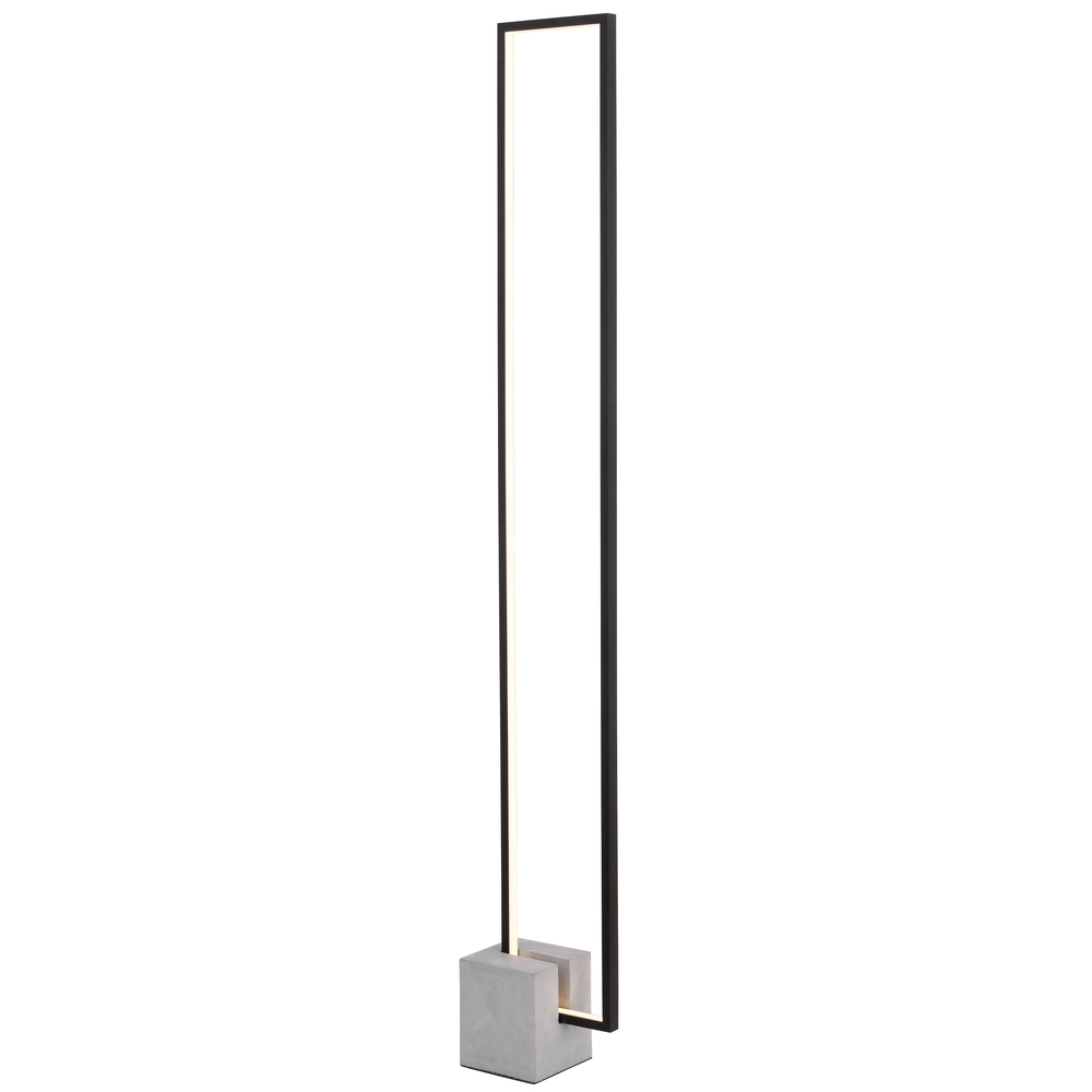 34W LED Floor Lamp Black Finish with Concrete Base