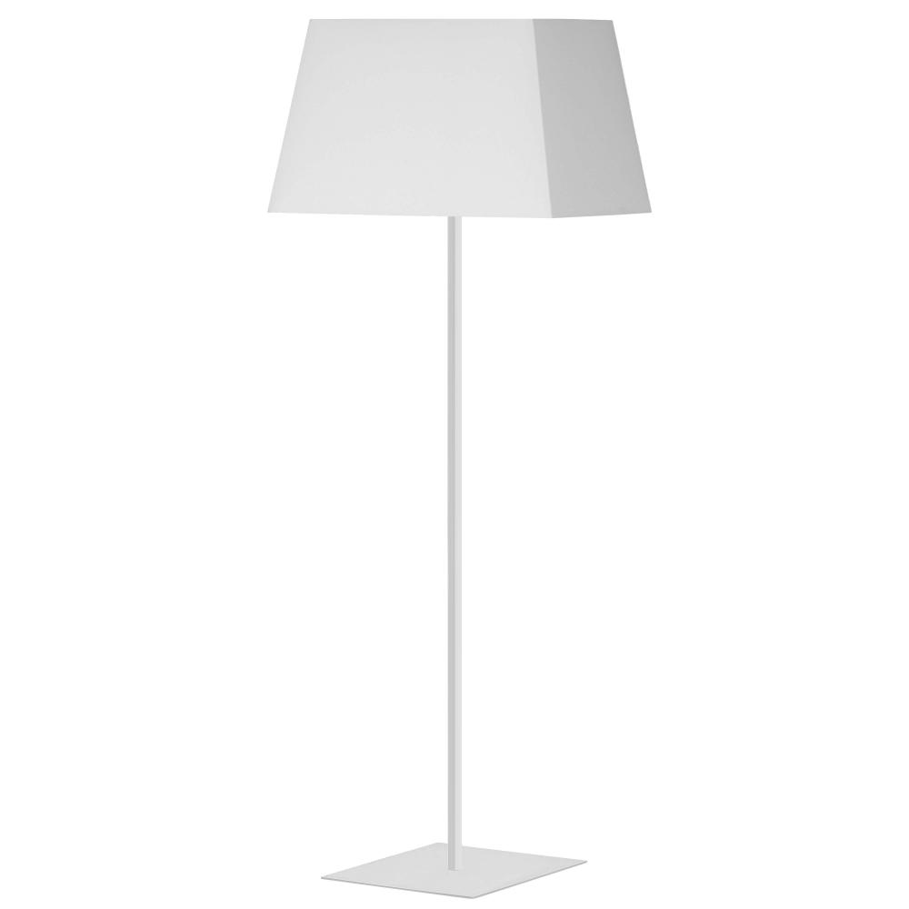 1 Light Incandescent Square Base Floor Lamp Matte White with White Shade