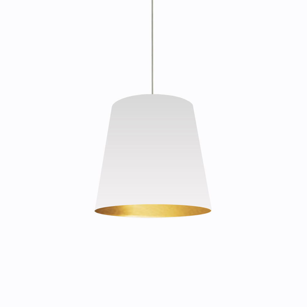 1 Light Tapered Drum Pendant with White on Gold Shade