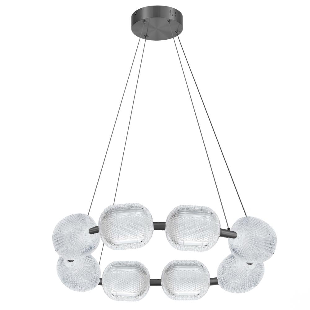 56W Chandelier, MB w/ CLR Pattern Acrylic