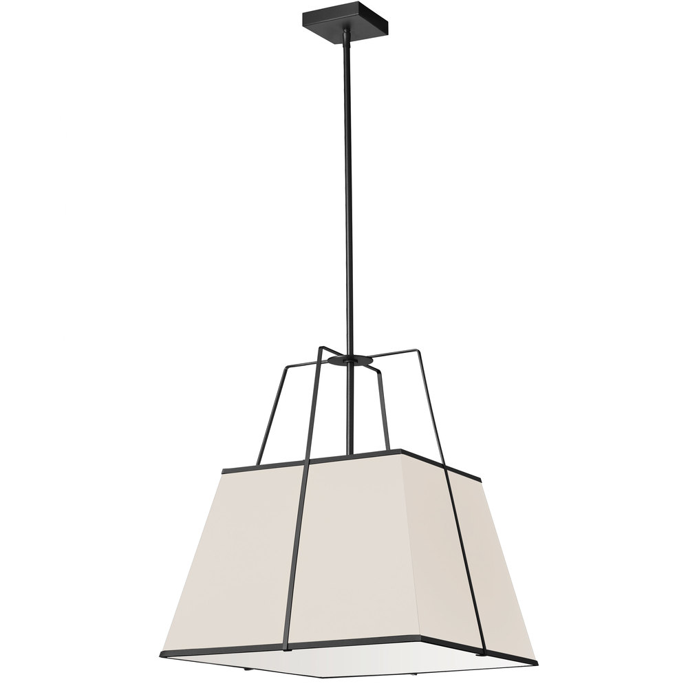 1LT  Pendant BK, CRM Shade w/790Diff