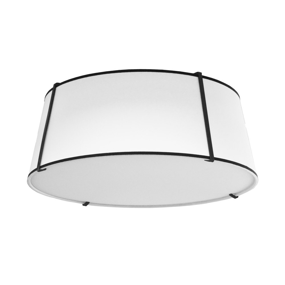 4 Light Incandescent Matte Black Flush Mount with White Shade