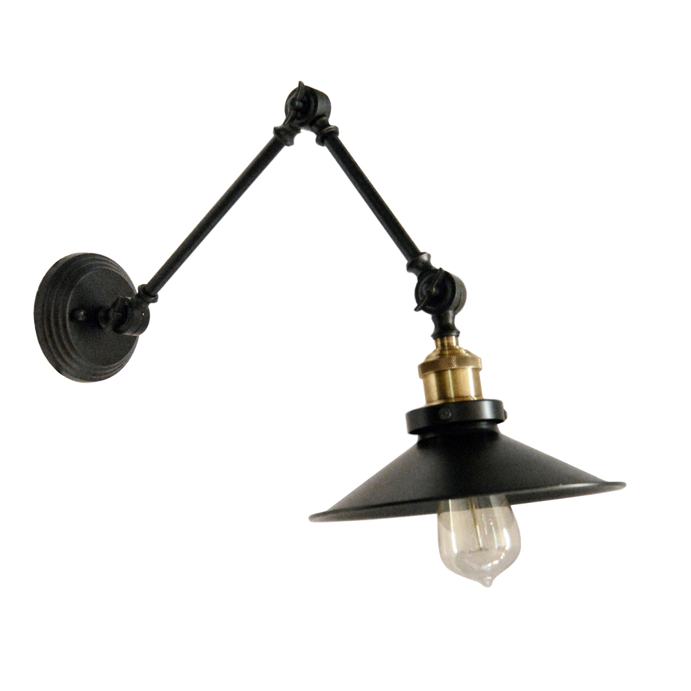 1LT Incandescent Adjustable Wall Lamp, Blk finish