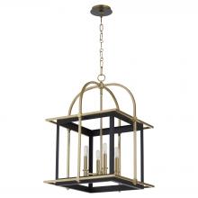 Quorum 8216-4-5980 - Moritz 4 Light Lantern, Matte Black, Aged Bras