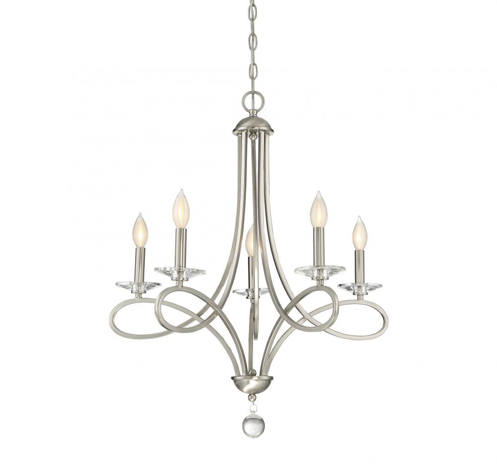 5-Light Chandelier in Brushed Nickel