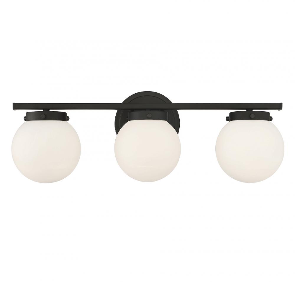 3-Light Bathroom Vanity Light in Matte Black