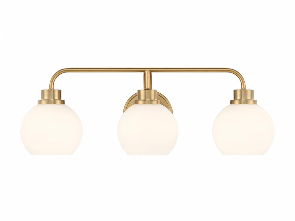 3-Light Bathroom Vanity Light in Natural Brass