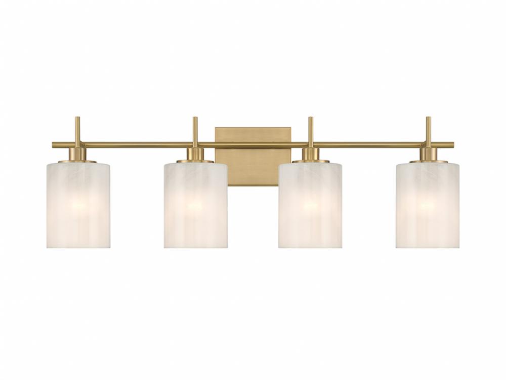 4-Light Bathroom Vanity Light in Natural Brass