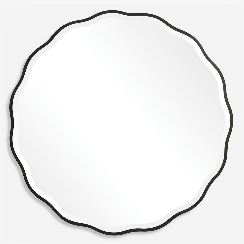 Aneta Black Round Mirror