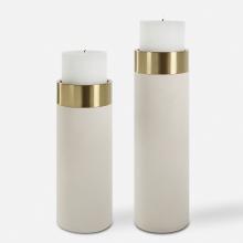 Uttermost 18100 - Wessex White Pillar Candleholders Set Of 2