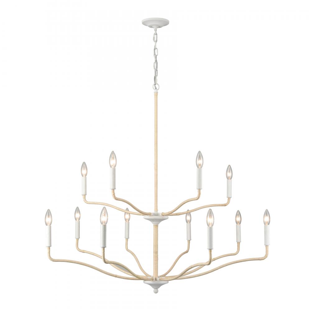 Breezeway 40'' Wide 12-Light Chandelier - White Coral