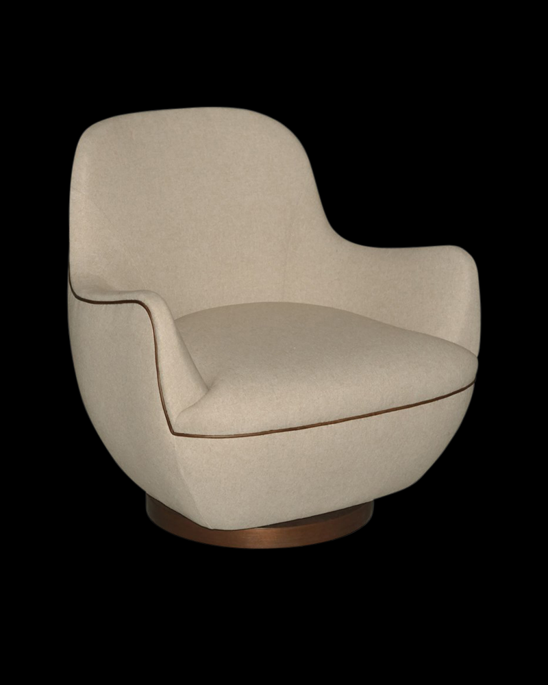 Brene Walnut Swivel Armchair,