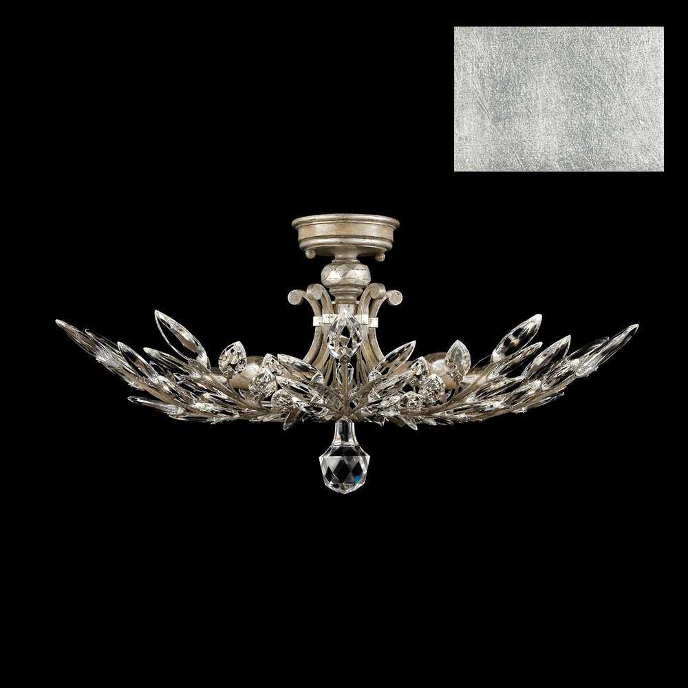 Crystal Laurel 28"W Round Semi-Flush Mount